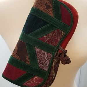 Lucky Brand velvet patchwork wristlet